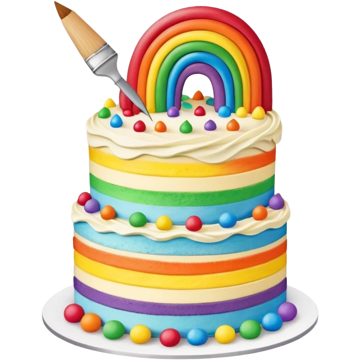 artist painting rainbow birthday cake  emoji