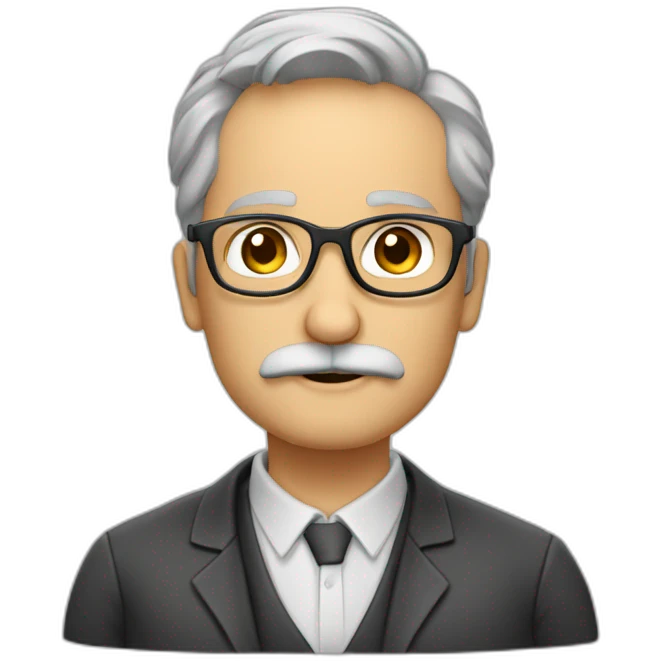 professor calvo de barba e óculos emoji