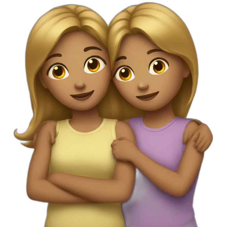 Two girls cuddling emoji