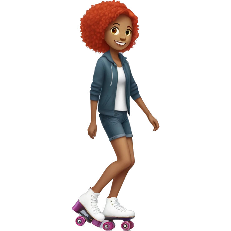 girl with red hair roller skating emoji