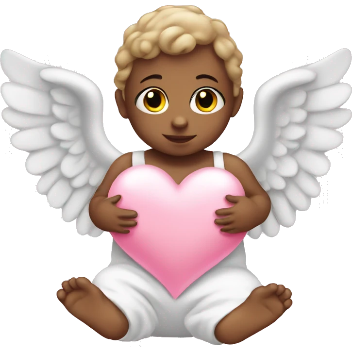 Baby angel with pink heart emoji