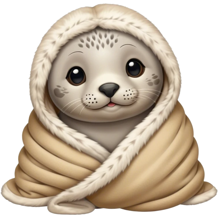 Disney-style cute harbor seal pup in blanket emoji