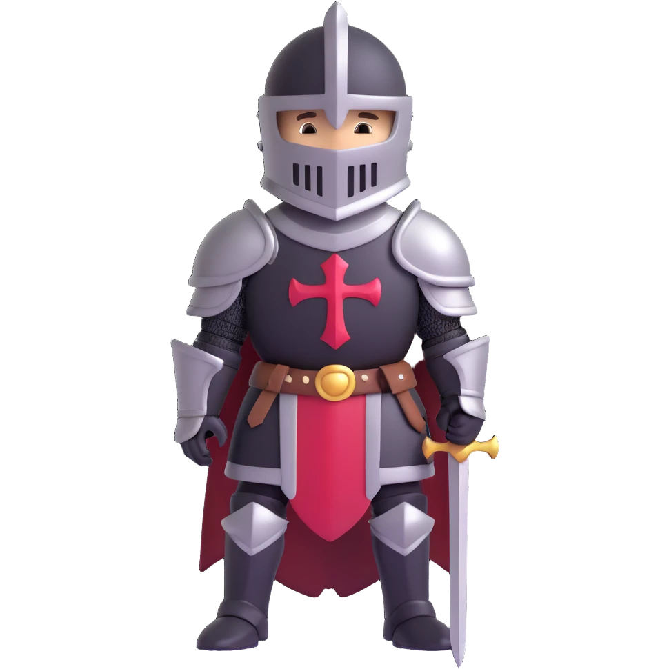 a knight in black armour, 3D style, shiny metal emoji