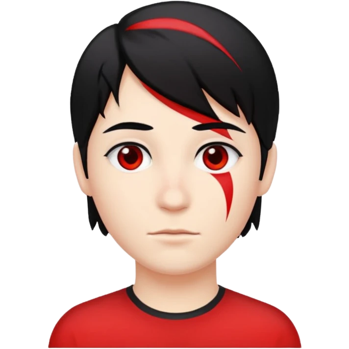 Fait une personne blanche avec des cheveux noir mais un coter rouge emoji