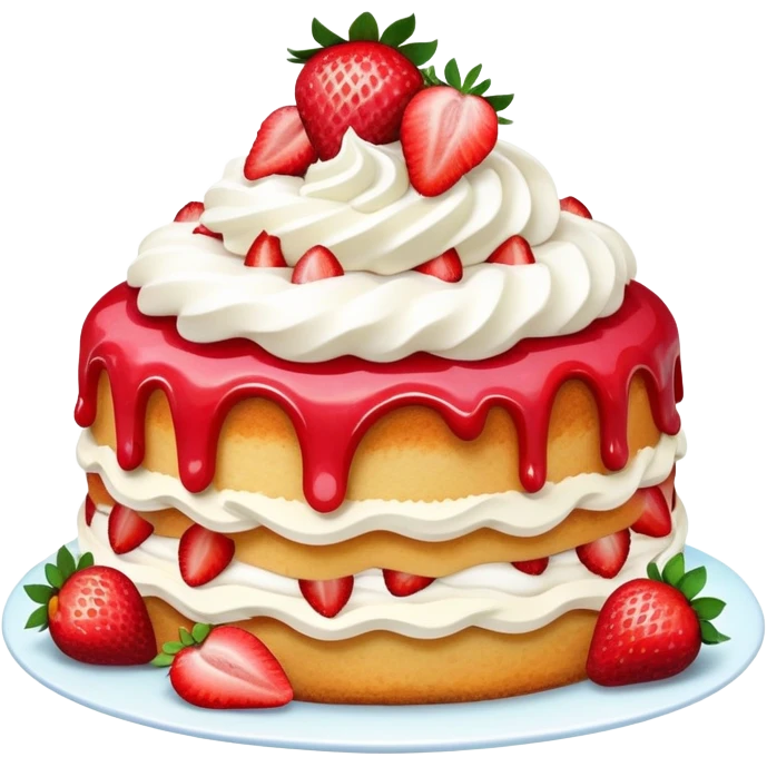 An elaborate and whimsical strawberry short cake emoji