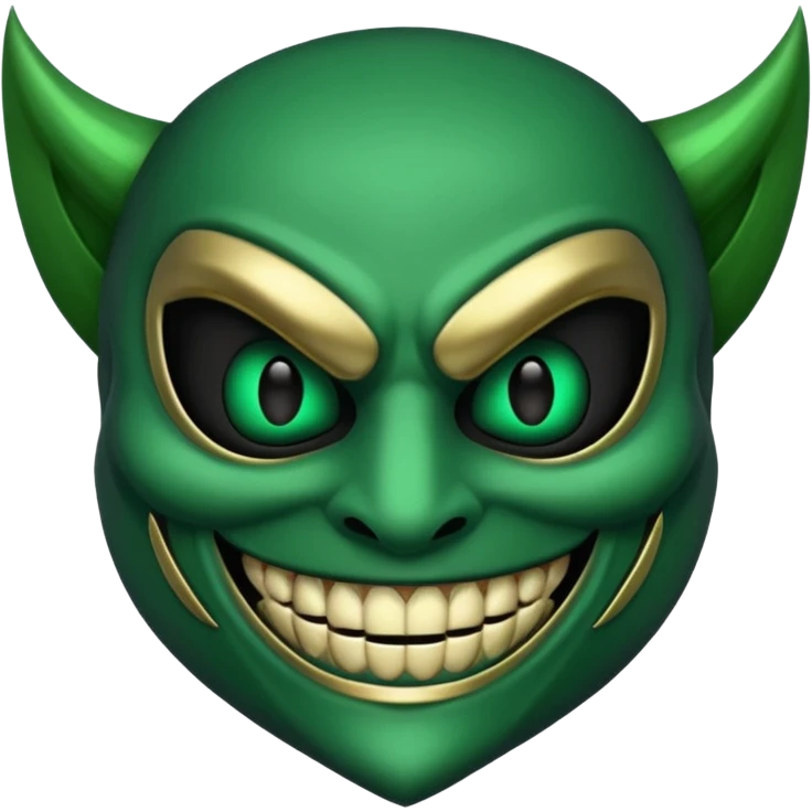 curved mask, poisonous, emerald, fang, smile emoji