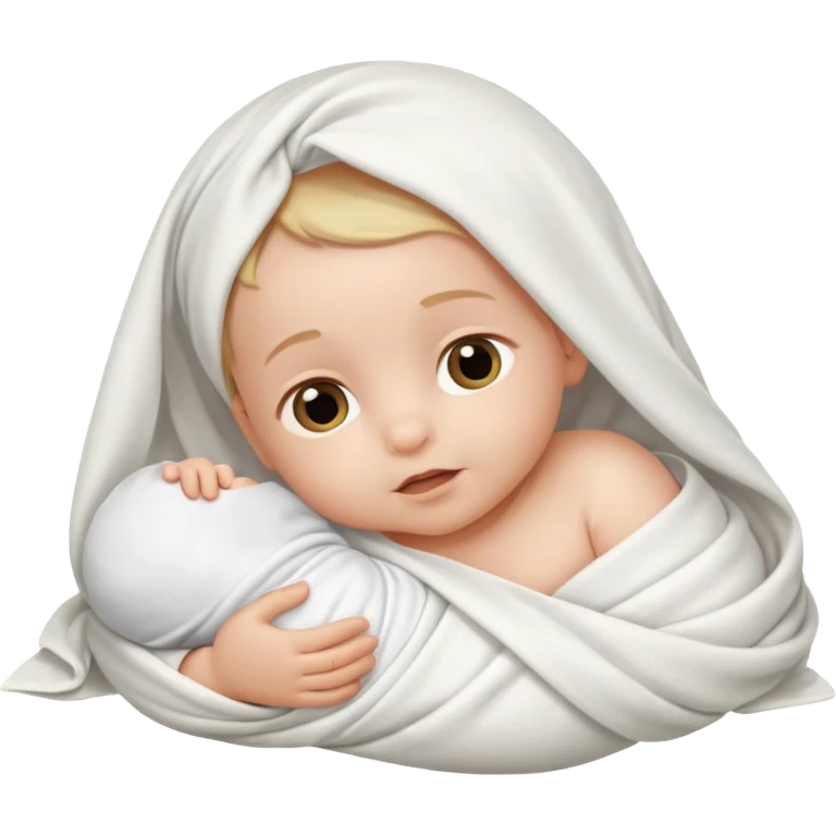 baby im Tuch eingewickelt. neugeborenes. seitlich liegend. emoji
