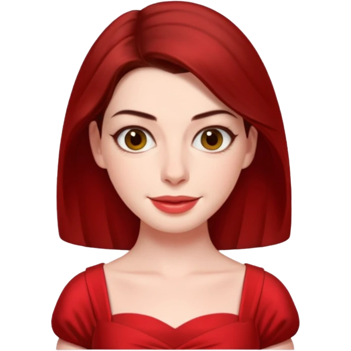 Anne Hathaway in red dress, cute emoji