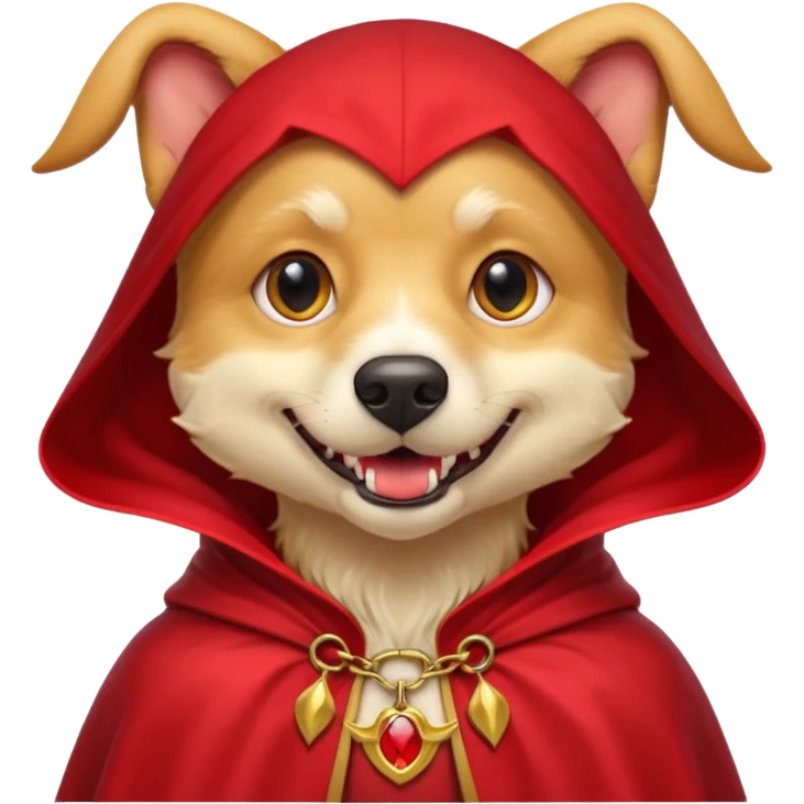 Goldern Vampire Dog in red collar cloak emoji