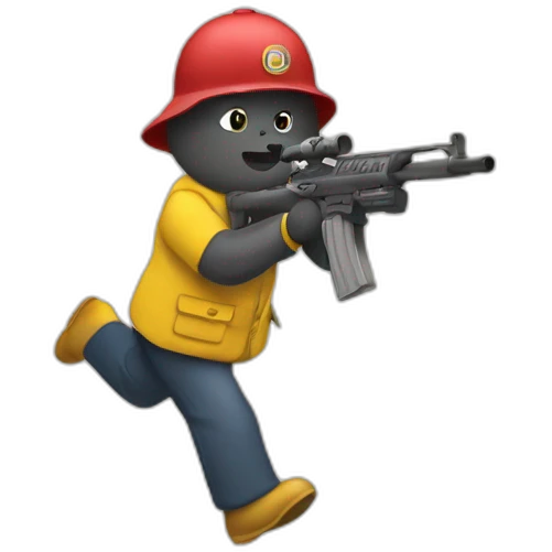 Tchoupi run AT gun emoji
