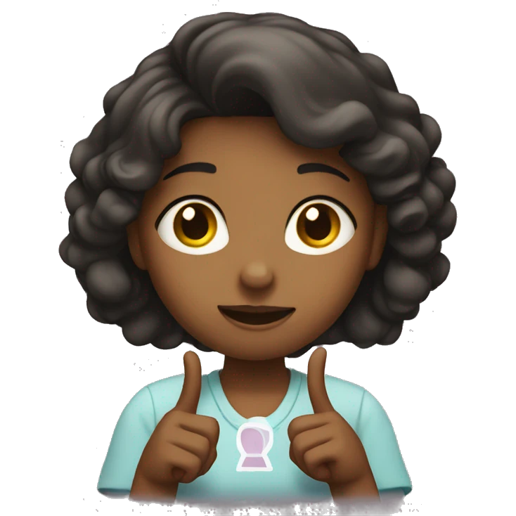 The girl shows a cross sign with her hands emoji