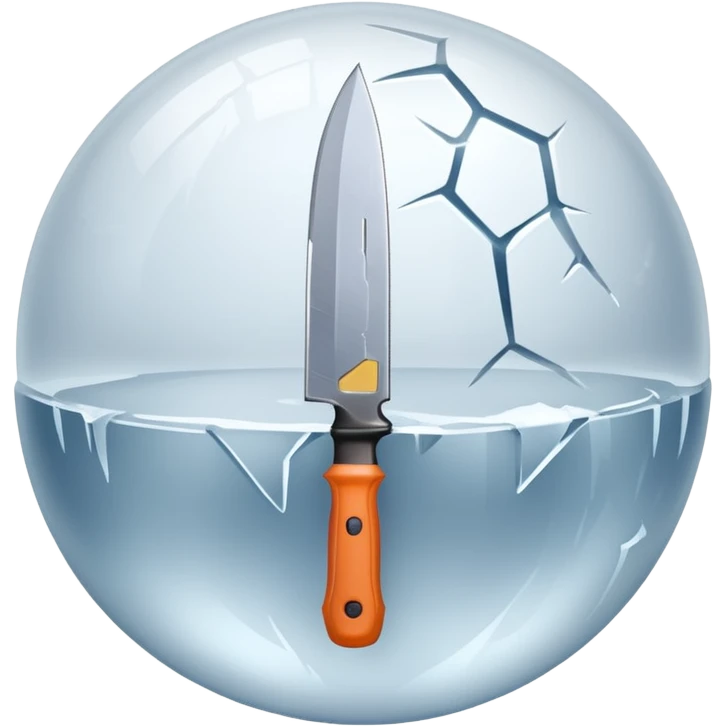 knife stuck in a ice ball emoji