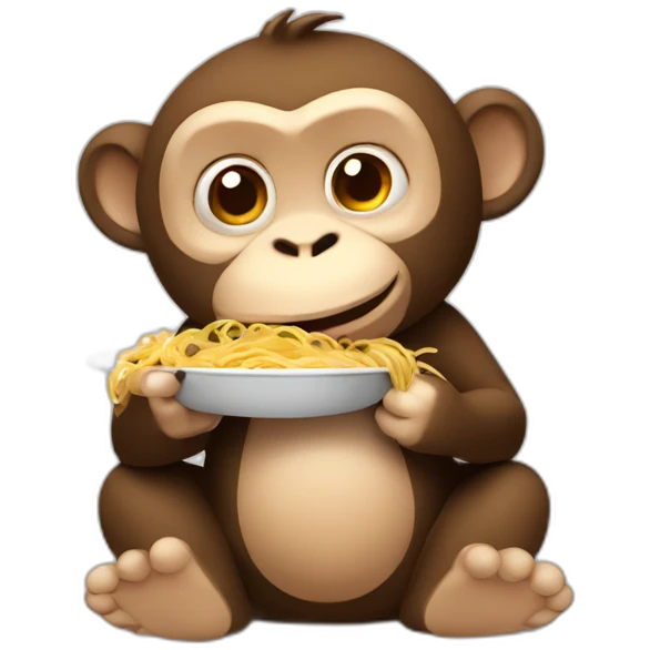 chubby monkey eating spaghetti emoji
