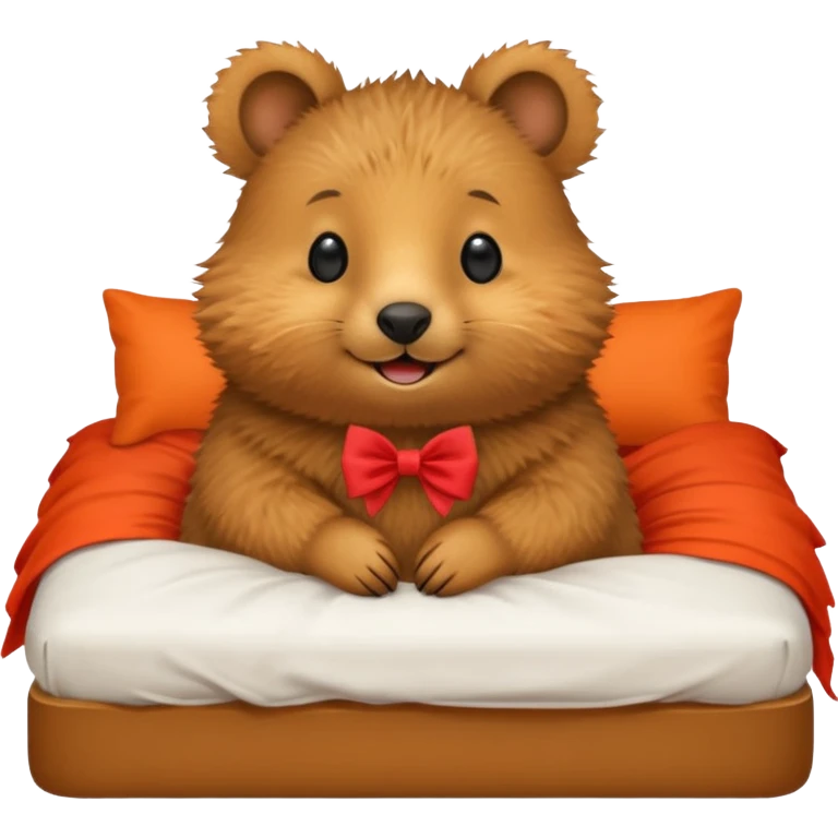 Quokka in a bed with a bow emoji