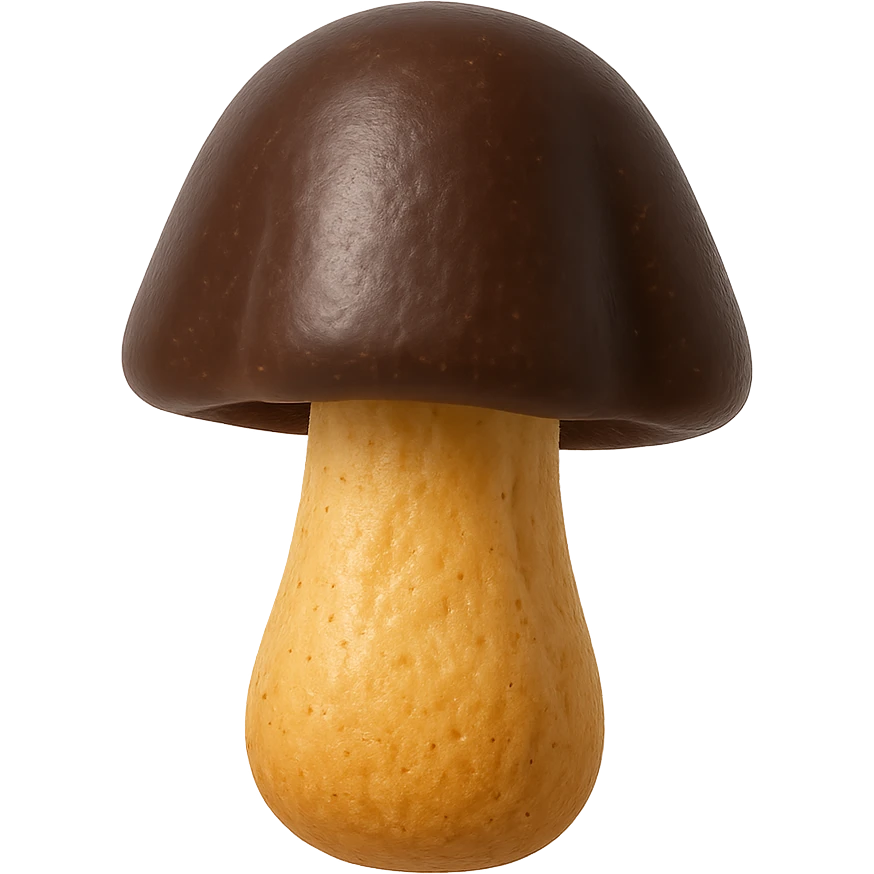 Choco Boy mushroom shaped like a cookie, front view emoji