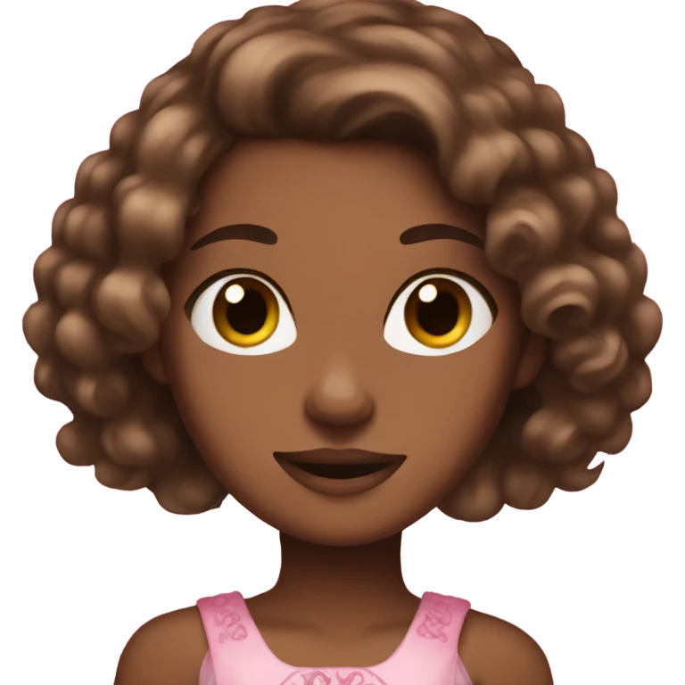 Brown skin brown hair pink princess  emoji