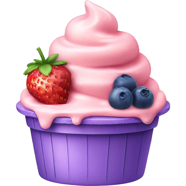 Strawberry Ice cream with a blueberry on a top emoji