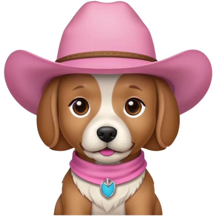 Aesthetic dog wearing a pink cow boy hat emoji