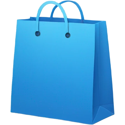 blue shopping bag that is also a chat bubble minimalistic emoji