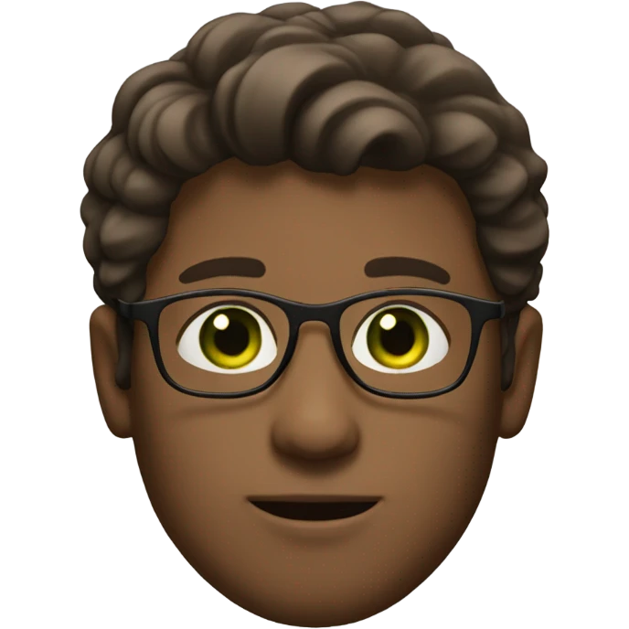 GREEN eyes, male , brown hair, brown glasses wavy hair emoji