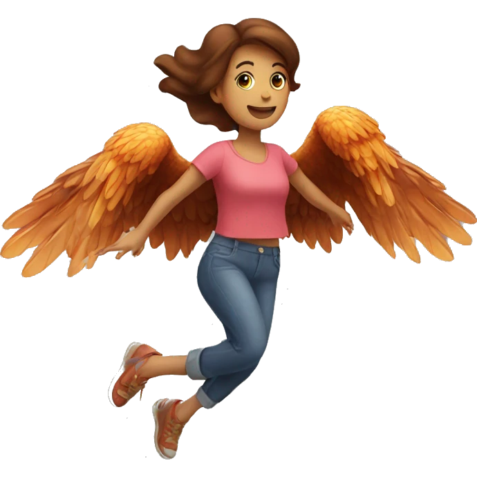 a girl flying with two bbq chicken wings on her back emoji