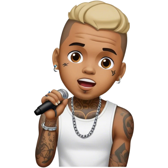 Hyper Realistic Chris Brown on stage singing with tattoos  emoji