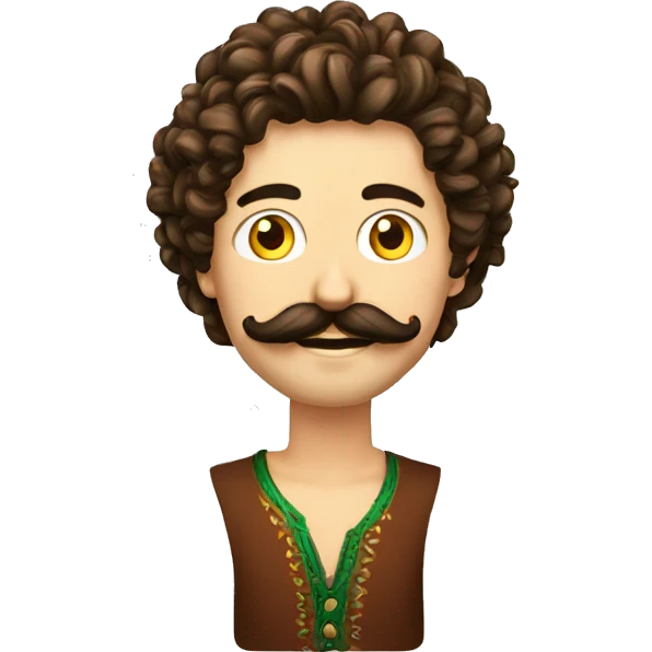 Homme cheuveux boucle+ moustache mexicaine fine  emoji