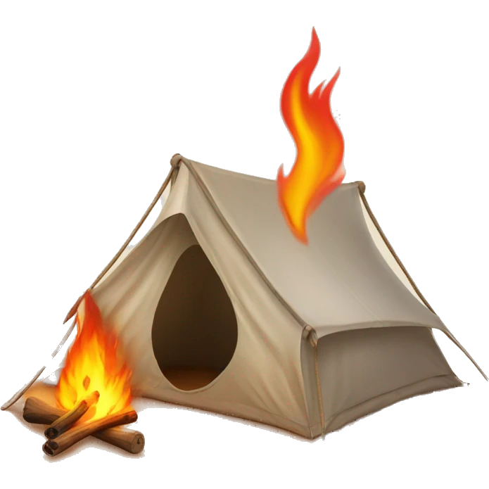 Fire beside a tent in the desert  emoji