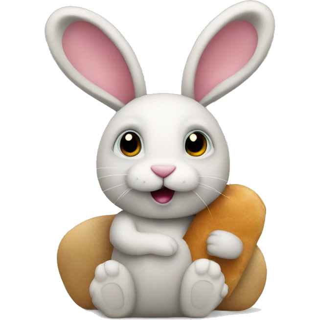 bunny holds orabgutan peluche emoji