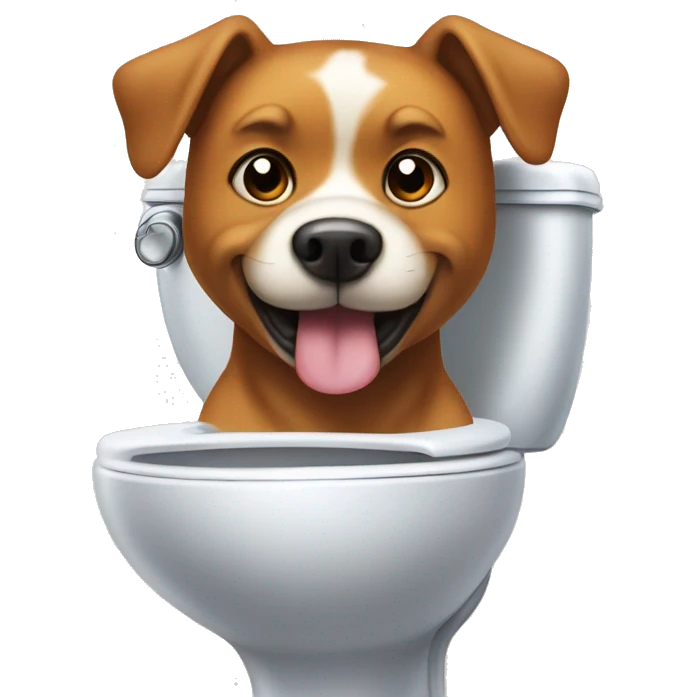 A dogs head sticking out of the toilet cute emoji
