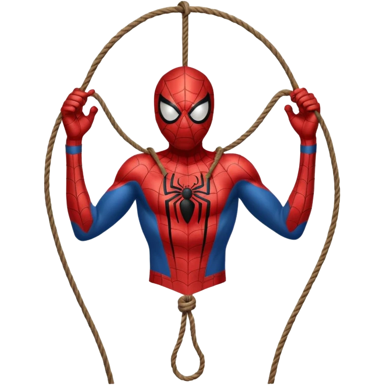 spiderman hanging himself with a noose made of webs emoji