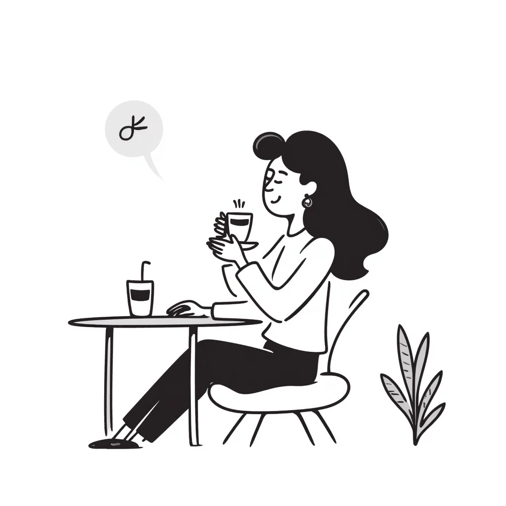 brown-haired woman drinking coffee emoji