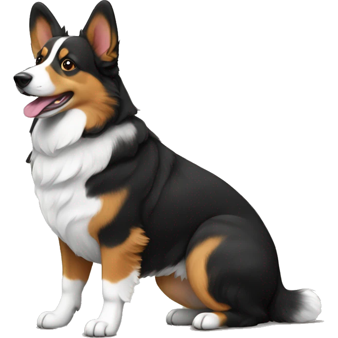 Black Tri color Australia shepherd and tri color corgi emoji