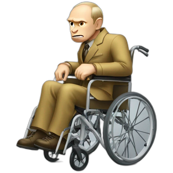 furious vladimir putin monke golden wheelchair holding a suitcase emoji