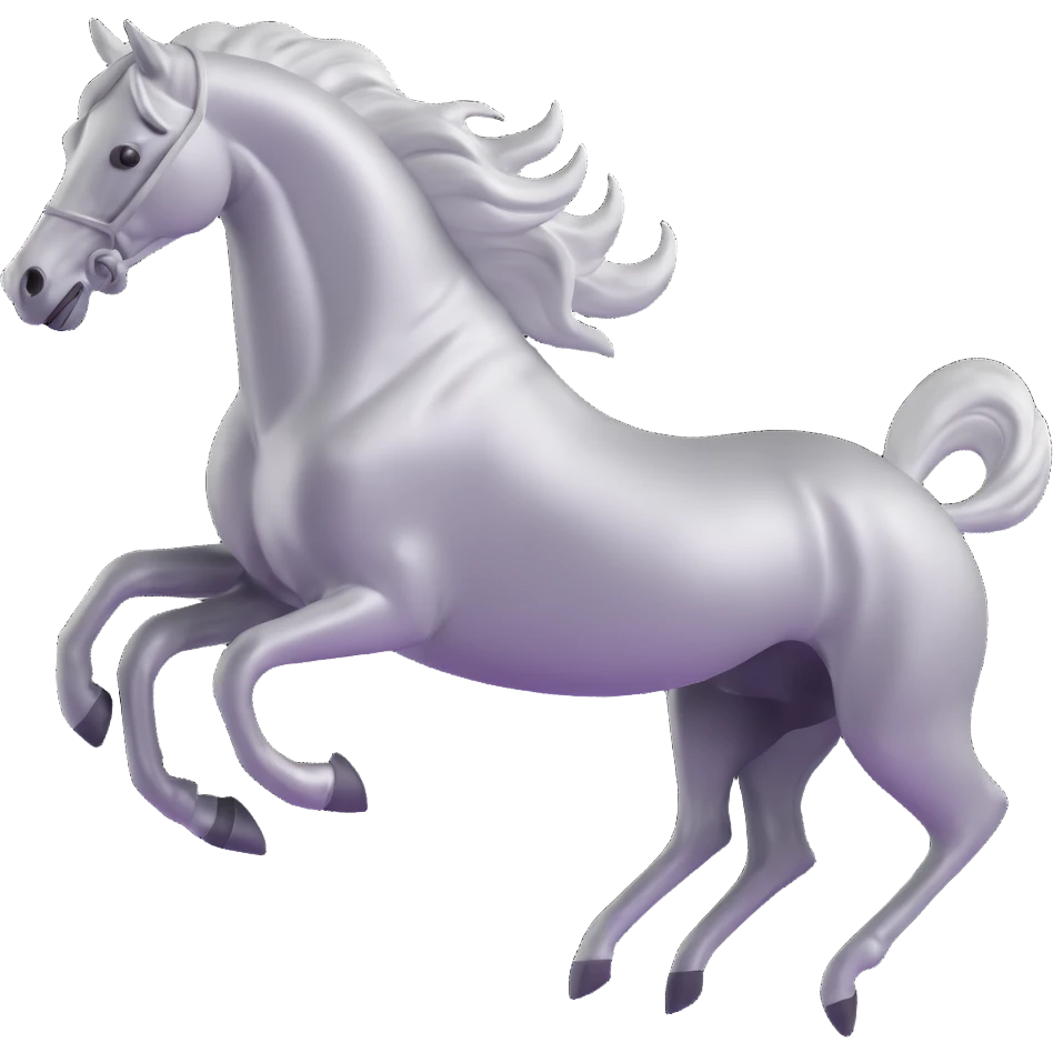 silver metal chrome spirit horse running, magical emoji