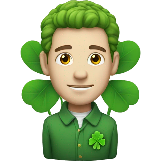 white man with clover emoji