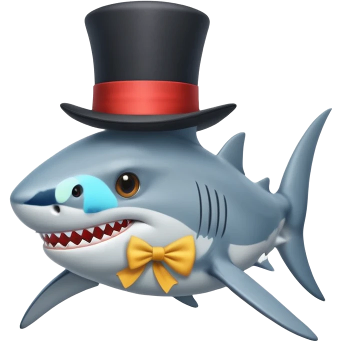 Shark with a top hat emoji