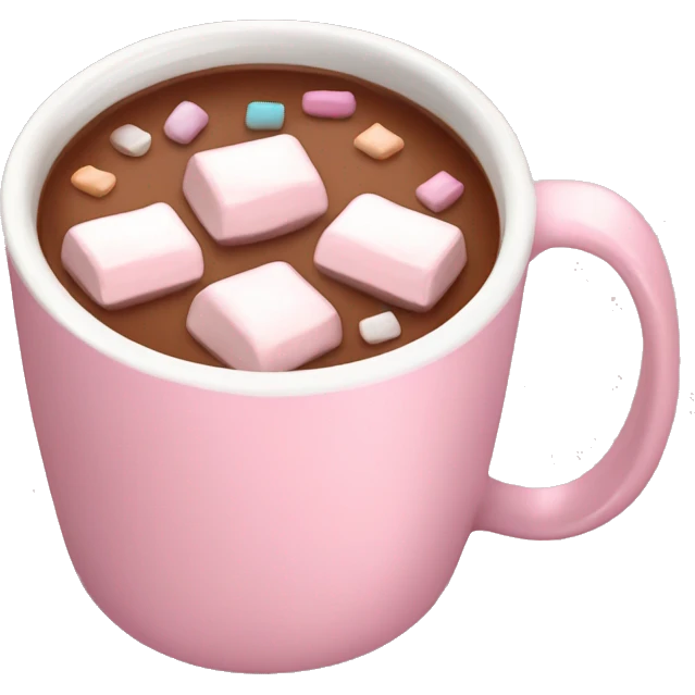 Light Pink mug of hot chocolate with marshmallows  emoji