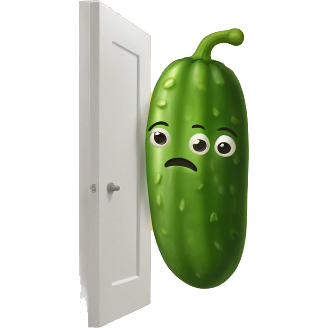 A pickle blocking the door emoji