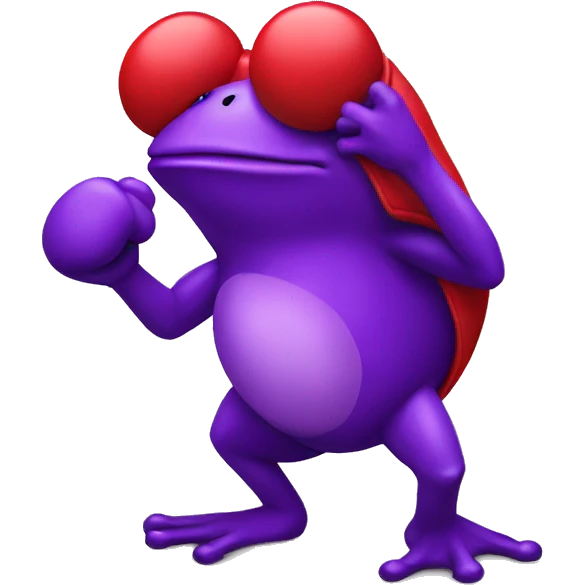 Purple frog wearing red boxing gloves emoji