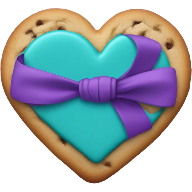 Cookie heart with teal purple awareness ribbon emoji