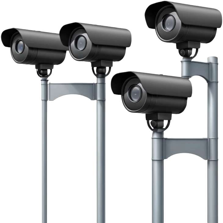 Four cctv cameras linked together on pole emoji