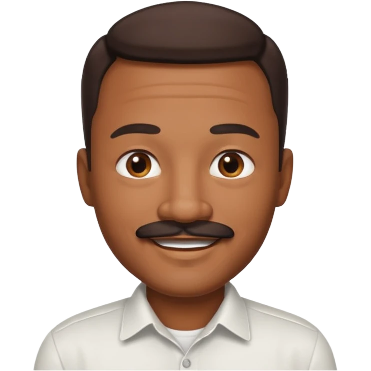 black dad with chin mustache smile warmly in white shirt emoji