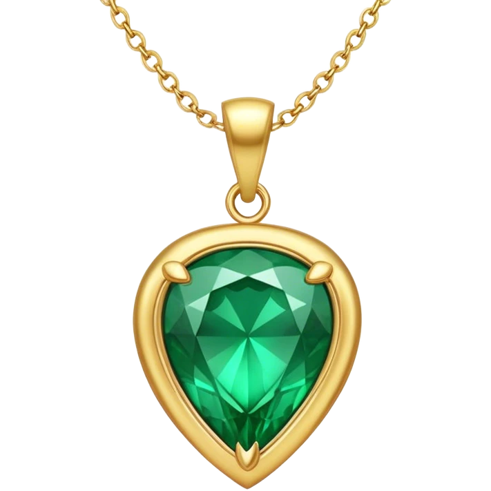 An emerald green necklace with a shiny pendant emoji