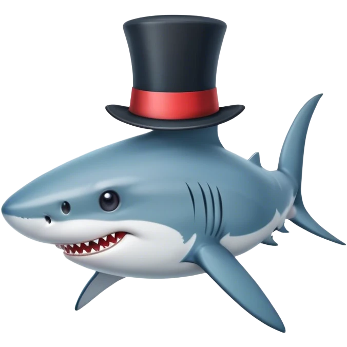 Shark with a top hat emoji