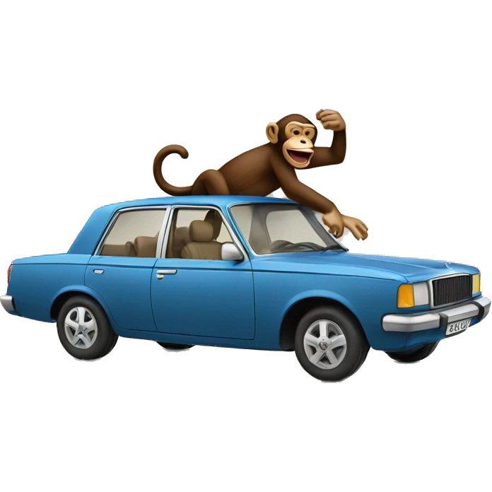 A car riding a monkey emoji