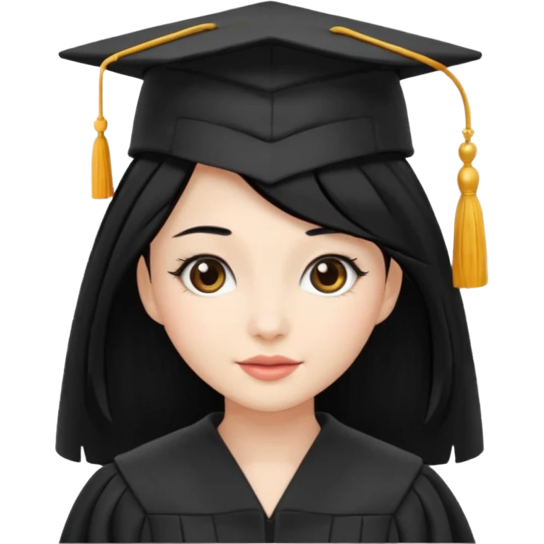 women, black hair, graduation robe and hat white skin emoji