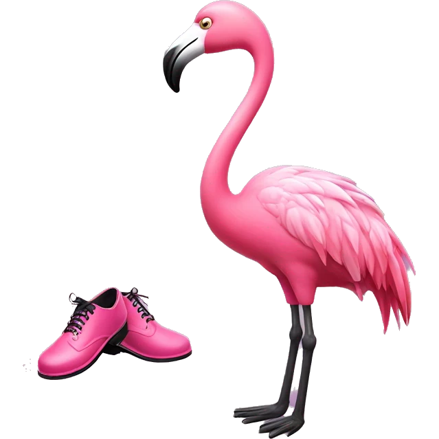 Pink flamingo with tap dancing shoes  emoji