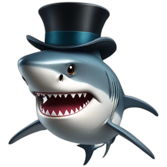 Shark with a top hat emoji