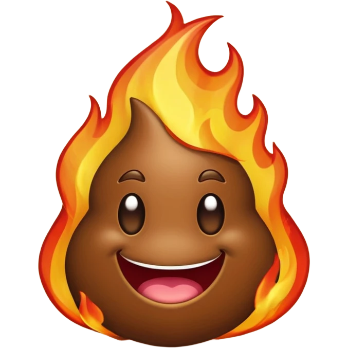 poop emoji with flames, playful and expressive emoji